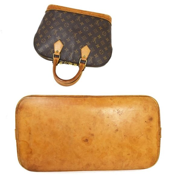 LOUIS VUITTON LV Logo Alma Hand Bag Monogram Leather Brown France M51130 31JF780 - Picture 8 of 10